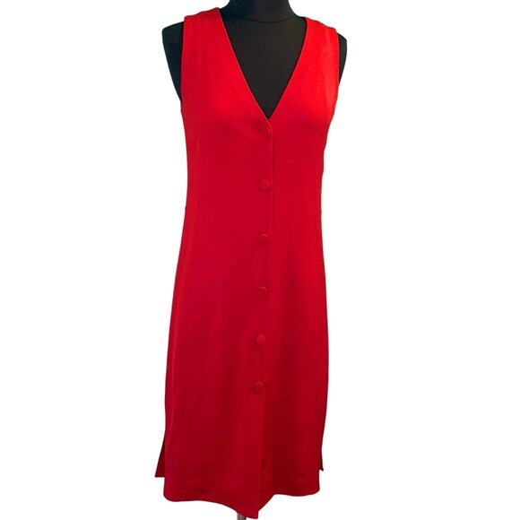 Theory Red Liquid Twill Midi Dress - Picture 1 of 10